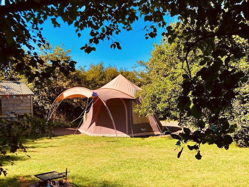 A quiet secluded camping pitch, near the Pembrokeshire coast.